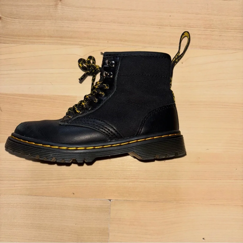 Dr. Martens‎ Black Leather Boots Toddler Sz 10 AirWair Bouncing Sole Lace Up Zip